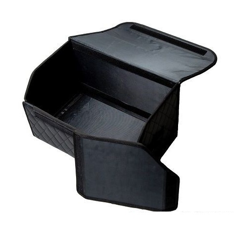 Сумка-органайзер в багажник усиленная из экокожи (Черная с белой ниткой)