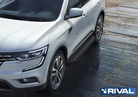 Порог-площадка "Premium-Black" с креплением на Renault Koleos (2017-н.в.)