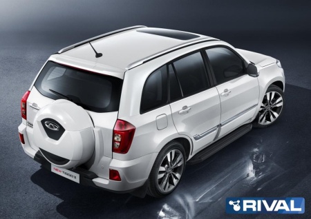 Порог-площадка "Premium-Black" с креплением Chery Tiggo 3 (2017-н.в.)