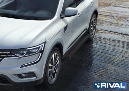 Порог-площадка "Black" с креплением на Renault Koleos (2017-н.в.)