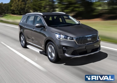 Порог-площадка "Silver" с креплением Kia Sorento Prime (2018-2020)