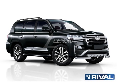 Защита переднего бампера d76+d57 с профильной защитой картера Toyota Land Cruiser 200, для комплекта