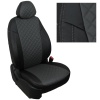 Чехлы из экокожи РОМБ для Volkswagen Polo 5 Hatchback (cпинка 40/60) Автопилот Черный+Т.Серый