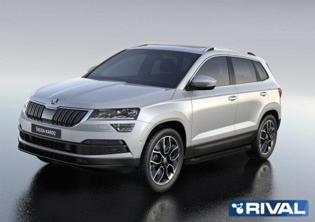 Порог-площадка "Black" с креплением Skoda Karoq (2020-н.в.)