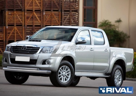 защита переднего бампера d76+d42 Toyota Hilux 2011-2015