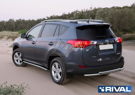 Защита заднего бампера d57+d57 Toyota Rav 4 2013-2015