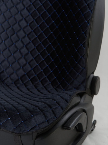 Комплект накидок на сиденья из алькантары (черный с синей ниткой) Dianamex