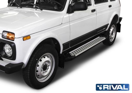 Порог-площадка "Bmw-Style" с креплением Lada Niva 4x4 5D (1993-н.в.) \ Urban 5D (2016-н.в.)