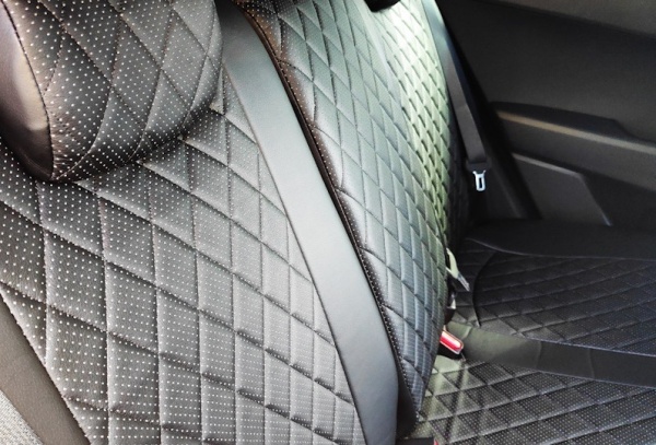 Авточехлы из экокожи Ромб для Kia Rio III седан (2011-2017) "Seintex"