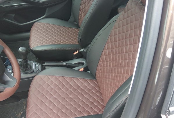 Чехлы из экокожи РОМБ для Ford Fiesta (2015-н.в.) "Автопилот"