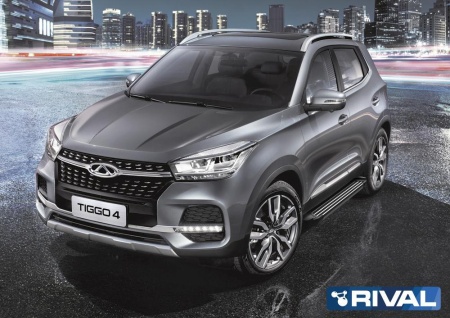 Порог-площадка "Black" с креплением Chery Tiggo 4 (2019-н.в.)