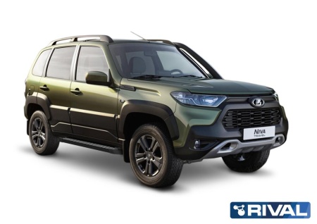 Порог-площадка "Black" с креплением Lada Travel (2021-н.в.)