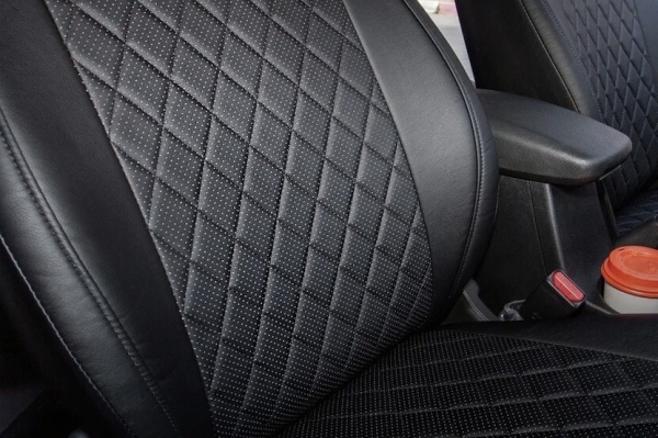 Авточехлы из экокожи Ромб для Nissan Terrano III без airbag (2014-н.в.) "Seintex"