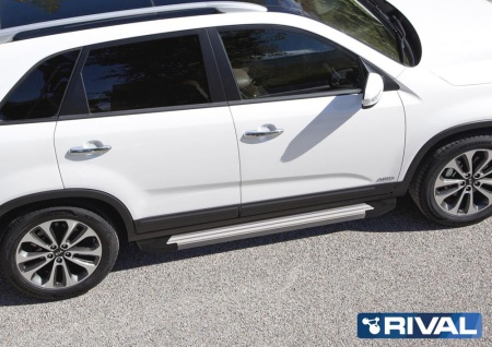 Порог-площадка "Silver" с креплением Kia Sorento II (2012-2020)