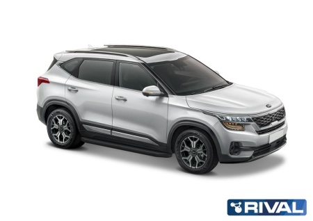 Порог-площадка "Premium Black" с креплением на Kia Seltos (2019-н.в.)