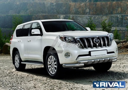 Защита переднего бампера d76+d57 с профильной защитой картера Toyota Land Cruiser Prado 2009-2013-20