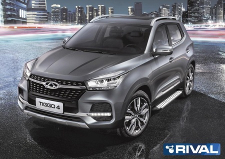 Порог-площадка "Bmw-Style" с креплением Chery Tiggo 4 (2019-н.в.)