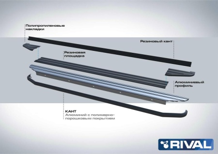 Порог-площадка "Premium-Black" с креплением Lada X-Ray (2016-н.в.)