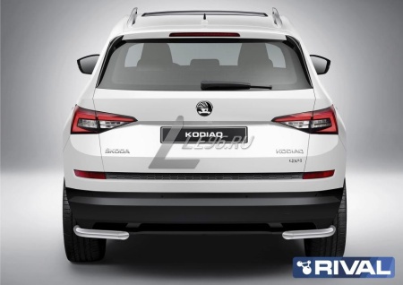 Защита заднего бампера d57 уголки Skoda Kodiaq 2017-