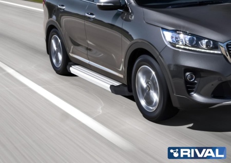 Порог-площадка "Silver" с креплением Kia Sorento Prime (2018-2020)