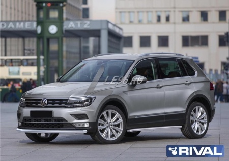 Защита переднего бампера d57 Volkswagen Tiguan, без пакета offroad 2017-