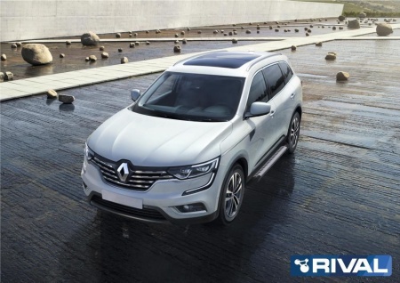 Порог-площадка "Premium-Black" с креплением Nissan Qashqai (2013-н.в.) \ Renault Koleos (2017-н.в.)