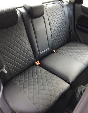 Авточехлы из экокожи Ромб для Kia Rio III седан (2011-2017) "Seintex"