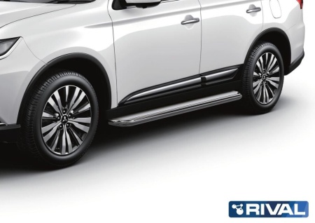 Пороги с листом d57 Mitsubishi Outlander 2015-