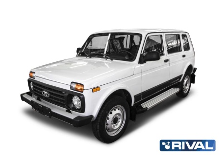 Порог-площадка "Silver" с креплением Lada Niva 4x4 5D (1993-н.в.) \ Urban 5D (2016-н.в.)