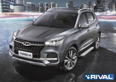 Порог-площадка "Silver" с креплением Chery Tiggo 4 (2019-н.в.)